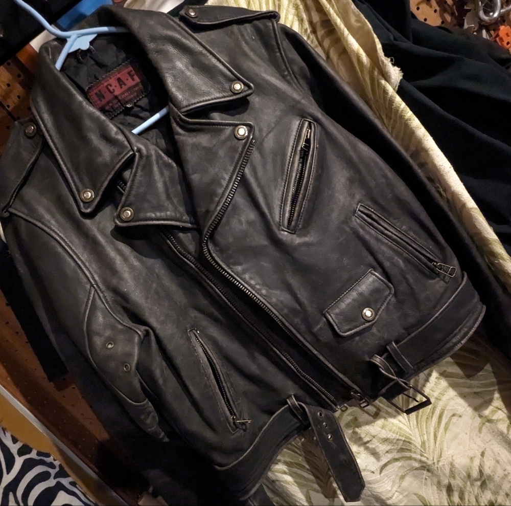 Men's Leather Biker Jacket NCAF
